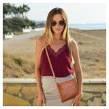 Small Crossbody Bags for Women Designer Splicing Style Vegan Leather Wristlet Purse fwith Shoulder and Wrist Straps