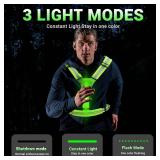 LED Reflective Running Vest Gear Set with 2-Pack Rechargeable LED Armband Light Safety Gear, for Night Running Walking Cycling, Large Size Adjustable Light Vest for Men & Women Kids