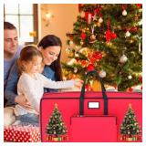 Christmas Tree Storage Bag 7.5FT 600D Oxford Fabric Large Christmas Storage Bags with Reinforced Handles and Dual Zippers Red Heavy Duty Tree Storages Bag for Artificial Disassembled Trees