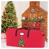FUHSY Red Christmas Tree Storage Bag Fits Up to 7.5 ft Trees Large Christmas Tree Bag Heavy Duty 600D Oxford Fabric Christmas Tree Storage Box with Reinforced Handles Zipper Storage Container