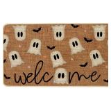 Baccessor Halloween Ghost Doormat Outdoor Outside,Funny Ghost Bats Front Doormats Non Slip Rubber Entrance Floor Door Mat for Fall Holiday Indoor Decor 17x29 Inch