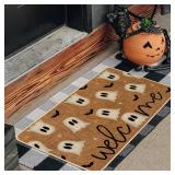 Baccessor Halloween Ghost Doormat Outdoor Outside,Funny Ghost Bats Front Doormats Non Slip Rubber Entrance Floor Door Mat for Fall Holiday Indoor Decor 17x29 Inch