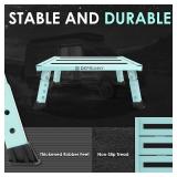 Adjustable Height Aluminum RV Step, Stable Foldable Platform Step Stool, Supports Up to 1,000 lb, Non-Slip Rubber Feet and Platform Mat, Easy to Carry (Green)