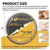 TonGass (2-Pack) 10", 80 Tooth Table Saw Blade Compatible with DeWalt Tables Saws (Part Number DWA11080), Hi-Density Ultra Sharp Steel Professional Woodworking Table Saw Blade with 5/8 Inch Arbor