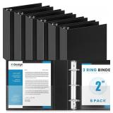 Henoyso 6 Pcs Plastic Mini 3 Ring Binder 2" Round Rings with 2 Insert Pockets, Fits 5. 5" x 8. 5" Paper, Capacity 375 Sheets, Black Three Rings Flexible Small Binders for School, Office, Photo Album