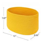 CubesLand Yellow Baskets for Shelves Storage/Organizing,Cube Shelf Closet Storage Baskets Bins Set 3,Long-lasting &Skin-friendly Toy Storage Basket Bin,Stylish Room Decor Basket,Cotton Rope Basket