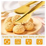 Gold Serving Utensils,12 Pcs Stainless Steel Serving Utensils Set with Slotted Spoons,Serving Spoons,Forks,Tongs,Butter Knife,Soup Ladle,Pie Server,Buffet Serving Utensils for Parties Wedding