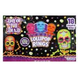 Halloween Day of the Dead Sugar Skull Lollipop Rings,7.61 ounce, Box of 18