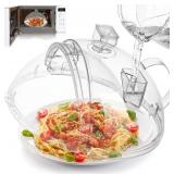 WENWELL Microwave Splatter Cover with Water Steamer, 12 Inch, Foldable Dish Bowl Plate Serving Lid, BPA-Free Clear Plastic, Protects Food Splashes