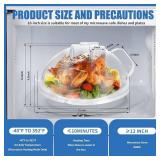 WENWELL Microwave Splatter Cover with Water Steamer, 12 Inch, Foldable Dish Bowl Plate Serving Lid, BPA-Free Clear Plastic, Protects Food Splashes