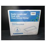 Audend Clear Stackable Storage Bins with Lids, 4 Pack Plastic Storage Containers with Handle for Pantry and Snack Organizers, Suitable for Kitchen, Bathroom, Fridge, Cabinet