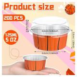 Pickmesh 200 Pcs Basketball Mini Cake Pans with Lids 5 oz Aluminum Foil Baking Cups Disposable Ramekins Cake Pans Cupcake Liners for Bread Muffin Brownie Basketball Theme Birthday Party Decorations