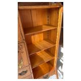 Vintage Victorian carved tiger oak side-by-side secretary desk and bookcase notched wooden shelves 72x43x13
