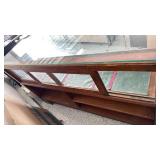 Oak and glass display case with sliding doors 34.5x60x18 very nice, heavy located in garage