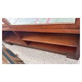 Oak and glass display case with sliding doors 34.5x60x18 very nice, heavy located in garage