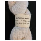 11 skeins 100 pct. 2-ply sport Alpaca yarn, appx. 200 yards, beige color