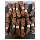 12 skeins 100 pct. 2-ply sport Alpaca yarn, appx. 200 yards, dark brown color