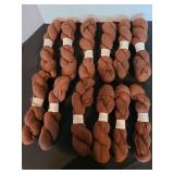 12 skeins 100 pct. 2-ply sport Alpaca yarn, appx. 200 yards, dark brown color