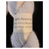 11 skeins 100 pct. 2-ply sport Alpaca yarn, appx. 200 yards, beige color