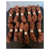 12 skeins 100 pct. 2-ply sport Alpaca yarn, appx. 200 yards, dark brown color