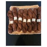 7 skeins 100 pct Alpaca 2 ply sport yarn, appx 200 yards, dark brown color