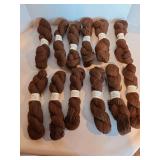 12 skeins 100 pct Alpaca 2 ply sport yarn, appx 200 yards, dark brown color
