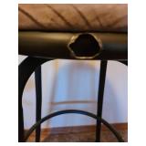 Swivel seats, black are adjustable height, brown barstool has had back removed leaving a sharp hole, see pictures