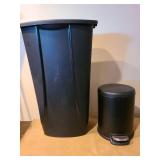Small step-on trash can and tall plastic missing top