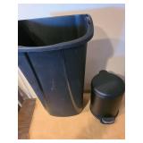 Small step-on trash can and tall plastic missing top