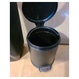 Small step-on trash can and tall plastic missing top