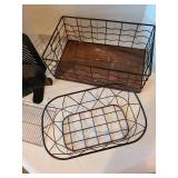 Wire baskets and metal book ends