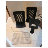 Wire baskets and metal book ends