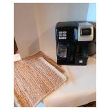 Hamilton Beach Flexbrew coffee maker and three jute placemats