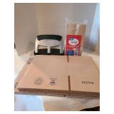 Bostitch 3-hole punch, paper lunch sacks, new boxes