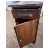 Old wooden cabinet with drawer and door, 31x16x30.5,