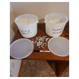 Two buckets of sample container tubes