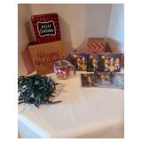Holiday gift boxes, lights, mug, 6 CD