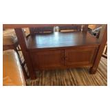 High top table w/cabinet has beveled glass top 30x48x36, 6 chairs 40x20 seat 24 in (chairs have plastic covers)