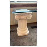 2 pillar bases with beveled glass top 20x60x16