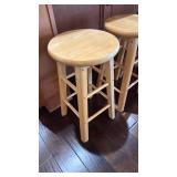 3 Wood bar stools 24x13 dia