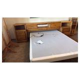 Leggett & Platt queen power foundation base bed with Broyhill headboard and 2 night stands 33.5x105x17 including night stands no top mattress heavy matches lot 913 and 914
