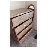 The Real McCoy mid century modern blond wood 5 drawer chest 41x34x18
