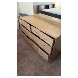 The Real McCoy Mid Century Modern blond wood 10 drawer dresser 31x56.5x18 with mirror 30x44