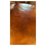 4 pc leather sectional with recliner, lounger and cup holders with furniture care kit (few cat scratches) 36x124x36 total, located in basement