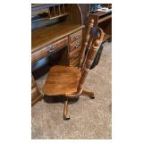 2 pc roll top desk 48x49x22 with chair very nice located in basement