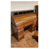 2 pc roll top desk 48x49x22 with chair very nice located in basement