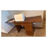 Husqvarna Viking 400 computer sewing machine, cover and sewing cabinet and accessories 30x70x20.5 fully extended located in basement