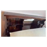 Big Sur queen waterbed base with drawers, Stearns & Foster pillow top mattress and foam topper located in basement