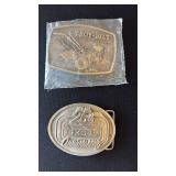 Troy Built and 25th Anniversary Excel belt buckles