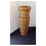 Hand carved wood vase and Southern Living wood angel